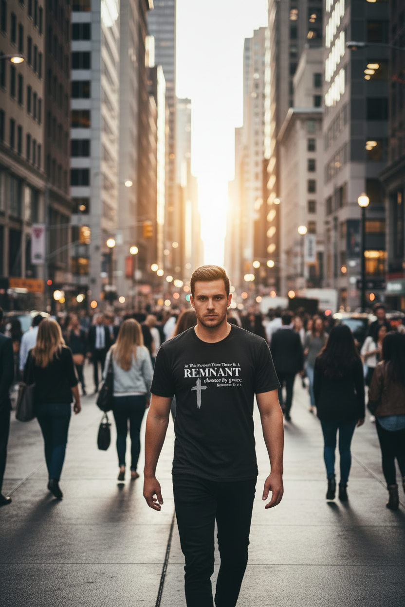 Remnant Chosen by Grace Cross T-Shirt | Romans 11:5-6